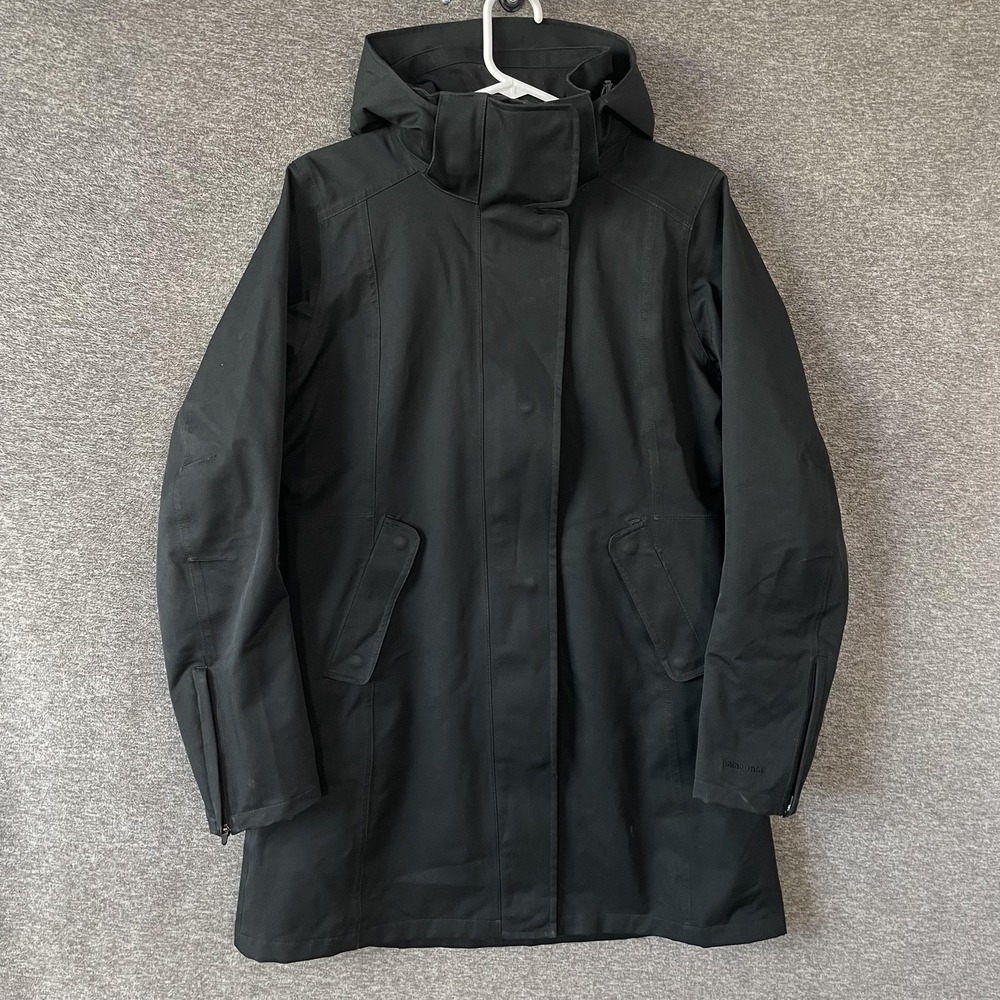 Patagonia H2NO TRES Parka Coat Womens Medium Black Hooded Waterproof Zip SHELL